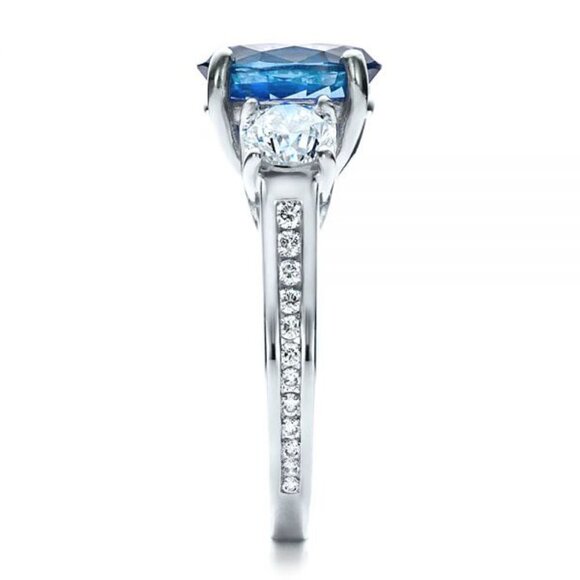 ✨ Noble Jewelry Oval Diamond Royal Blue Shiny Zircon Rings for Women, PD… - Picture 4 of 5